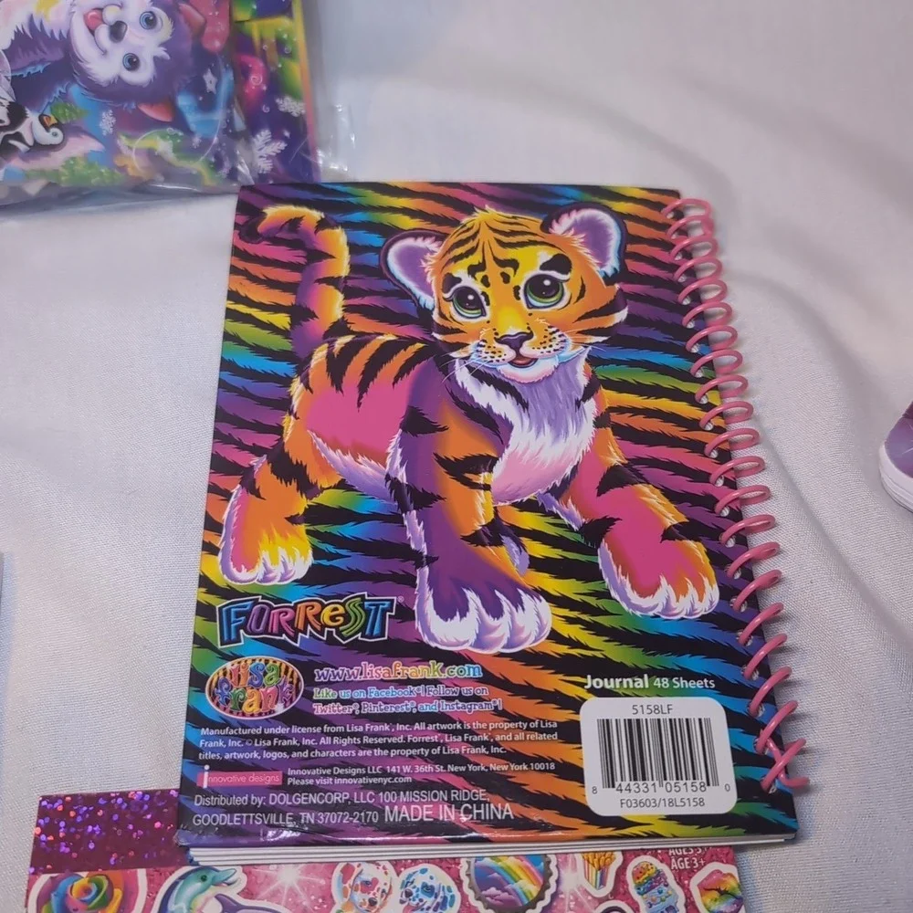 LISA FRANK LOT: TRIFOLD PORTFOLIO SCHOOL BINDER Journal Stickers Notebook Puzzle